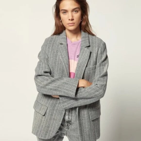 Isabel Marant Etoile Grey Wool Charly Blazer - Picture 1 of 3